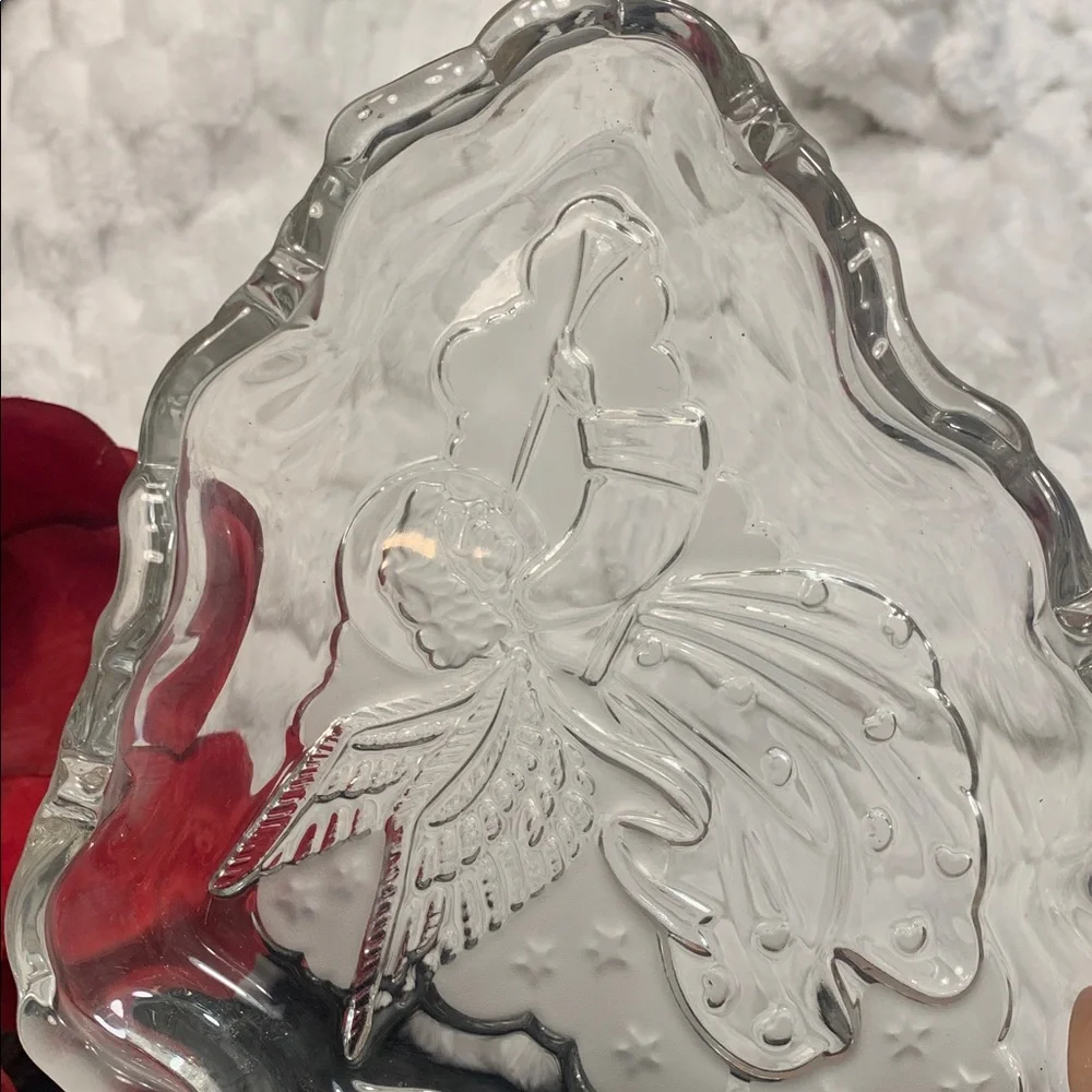 🌹VINTAGE BEAUTIFUL Clear Crystal Glass ANGEL Trinket BOWL Dish •
